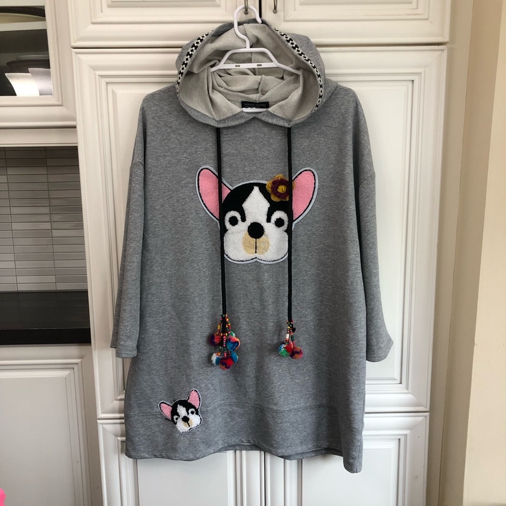 David Pond New Zealand designer women’s Boston terrier hoodie